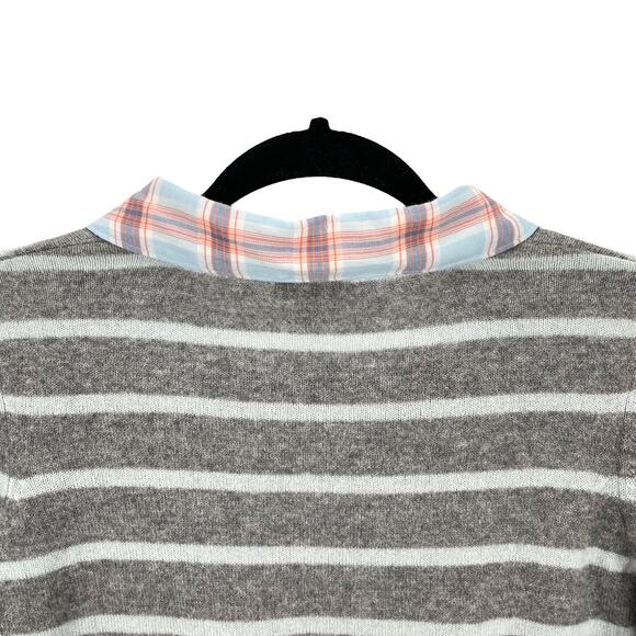 NWT JOIE CASHMERE SWEATER RIKA Women's Size XS Gray Striped With SHIRT COLLAR - Picture 5 of 8